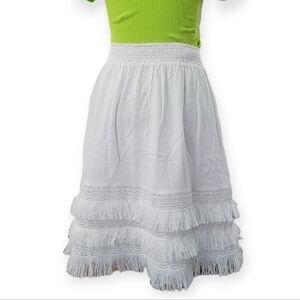 Solitaire Embroidered Fringe Boho chic Midi skirt